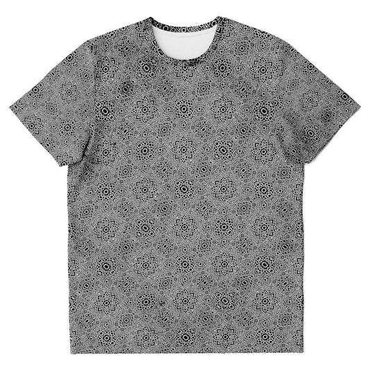 Geometric Grey Grid Soul System T-Shirt – Premium All-Over Print (AOP) Outerwear Design
