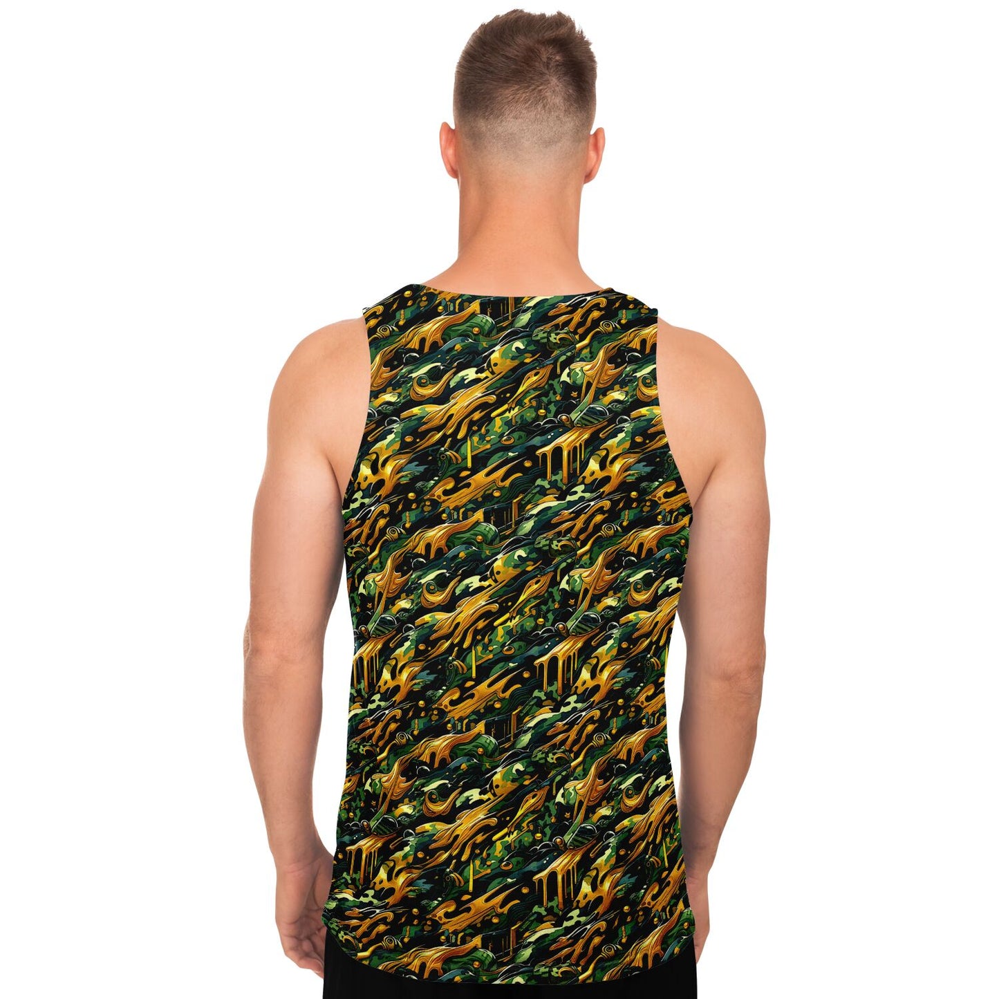 Gold Drip Camouflage Tank Top – Bold Streetwear Camo Tank for Men & Women (AOP)