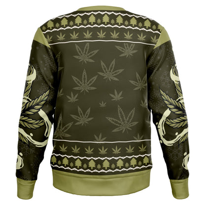 Funny Cannabis Christmas Sweatshirt – “Merrijuana” Weed Santa Jumper, Stoner Holiday Gift Idea
