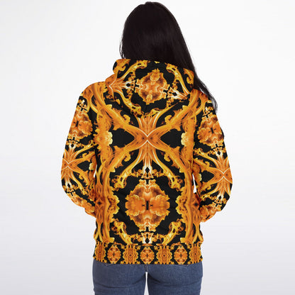 Golden Cymatic, Microfleece Zip Hoodie – Luxuriously Warm & Stylish All-Over Print Jacket