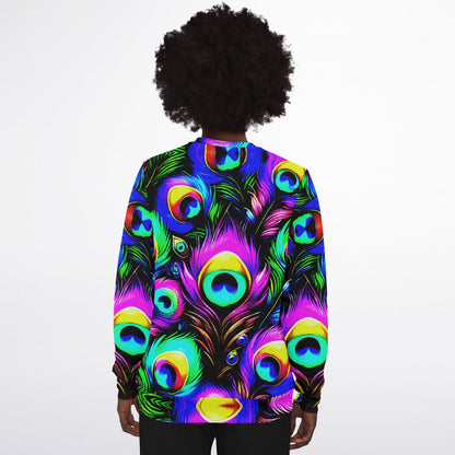 Peacock Neon Psychedelic Athletic Sweatshirt – Vibrant All-Over Print (AOP) | Bold Festival & Streetwear Fashion