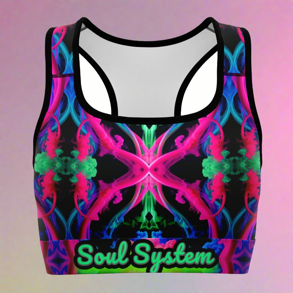 Soul System Neon Cymatic Sports Bra – Bold, Supportive & Sweat-Wicking for Yoga, Gym & Everyday Wear