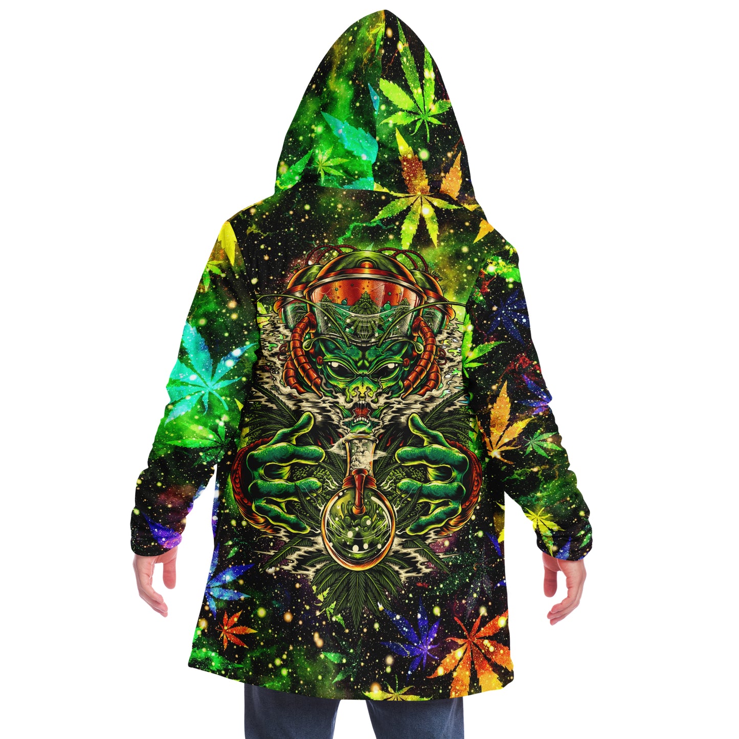 Cannabis Micro Fleece Cloak – “Canna Beast” Hooded Wrap, Stoner Cozy Wear, Weed-Themed Loungewear