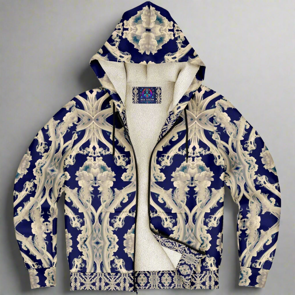 Clear Smoke, Cymatic, Microfleece Zip Hoodie – Sleek, Cozy & Futuristic All-Over Print Jacket