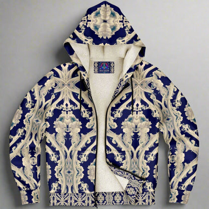 Clear Smoke, Cymatic, Microfleece Zip Hoodie – Sleek, Cozy & Futuristic All-Over Print Jacket