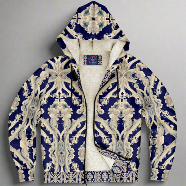 Clear Smoke, Cymatic, Microfleece Zip Hoodie – Sleek, Cozy & Futuristic All-Over Print Jacket