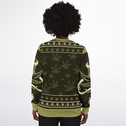 Funny Cannabis Christmas Sweatshirt – “Merrijuana” Weed Santa Jumper, Stoner Holiday Gift Idea