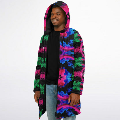 Neon Spectrum Cymatic Zip Cloak – Bold, Futuristic & Ultra-Cozy Longline Jacket