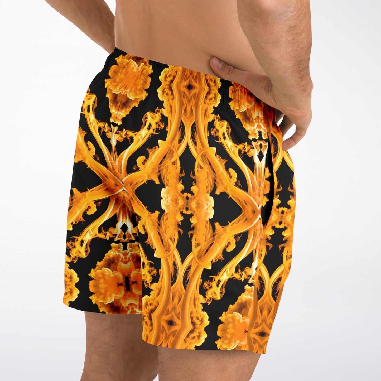 Gold Cymatic Men’s Luxurious, Swim Shorts –  Bold & Bright, Performance-Driven Swimwear