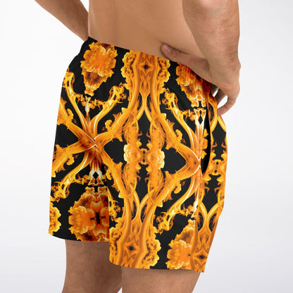 Gold Cymatic Men’s Luxurious, Swim Shorts –  Bold & Bright, Performance-Driven Swimwear