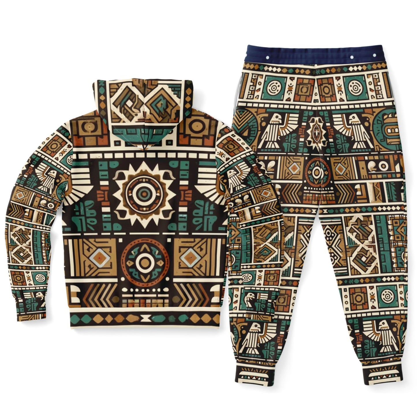 Tribal Aztec Athletic Zip Hoodie & Jogger Set – Unisex All-Over Print (AOP) | Eco-Friendly Activewear | Bold Streetwear Style