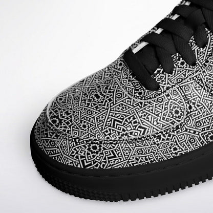 Geometric Grey Core Low Shoes – Unisex Black-Base Sneakers | Bold Contrast | Durable Streetwear-Ready Footwear