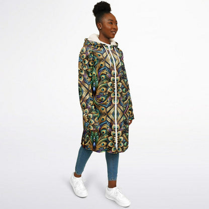 Royal Peacock Pattern, Comfy Zipper Cloak - AOP