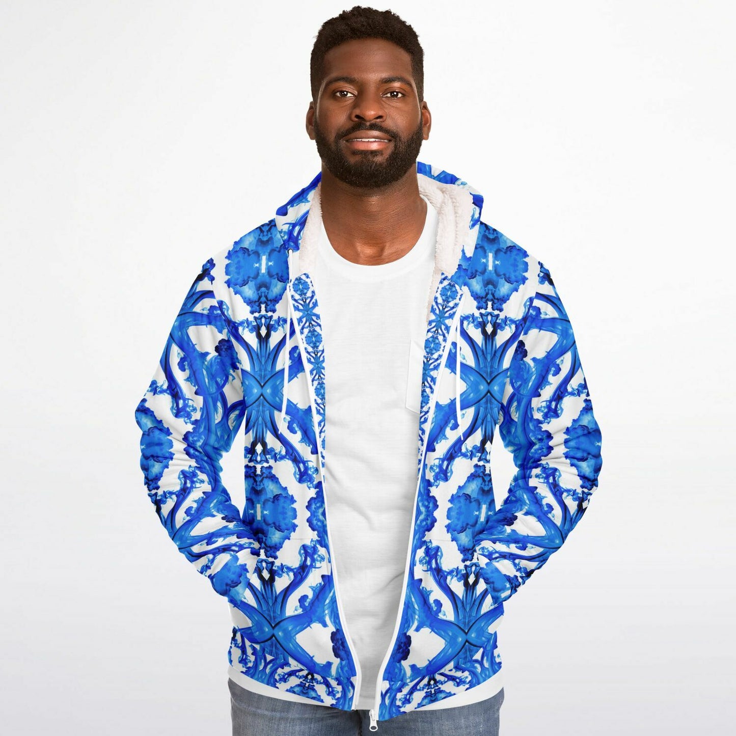 Cymatic Ocean Microfleece Zip Hoodie – Cozy, Warm & Stylish All-Over Print Jacket