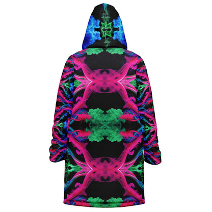 Neon Spectrum Cymatic Zip Cloak – Bold, Futuristic & Ultra-Cozy Longline Jacket