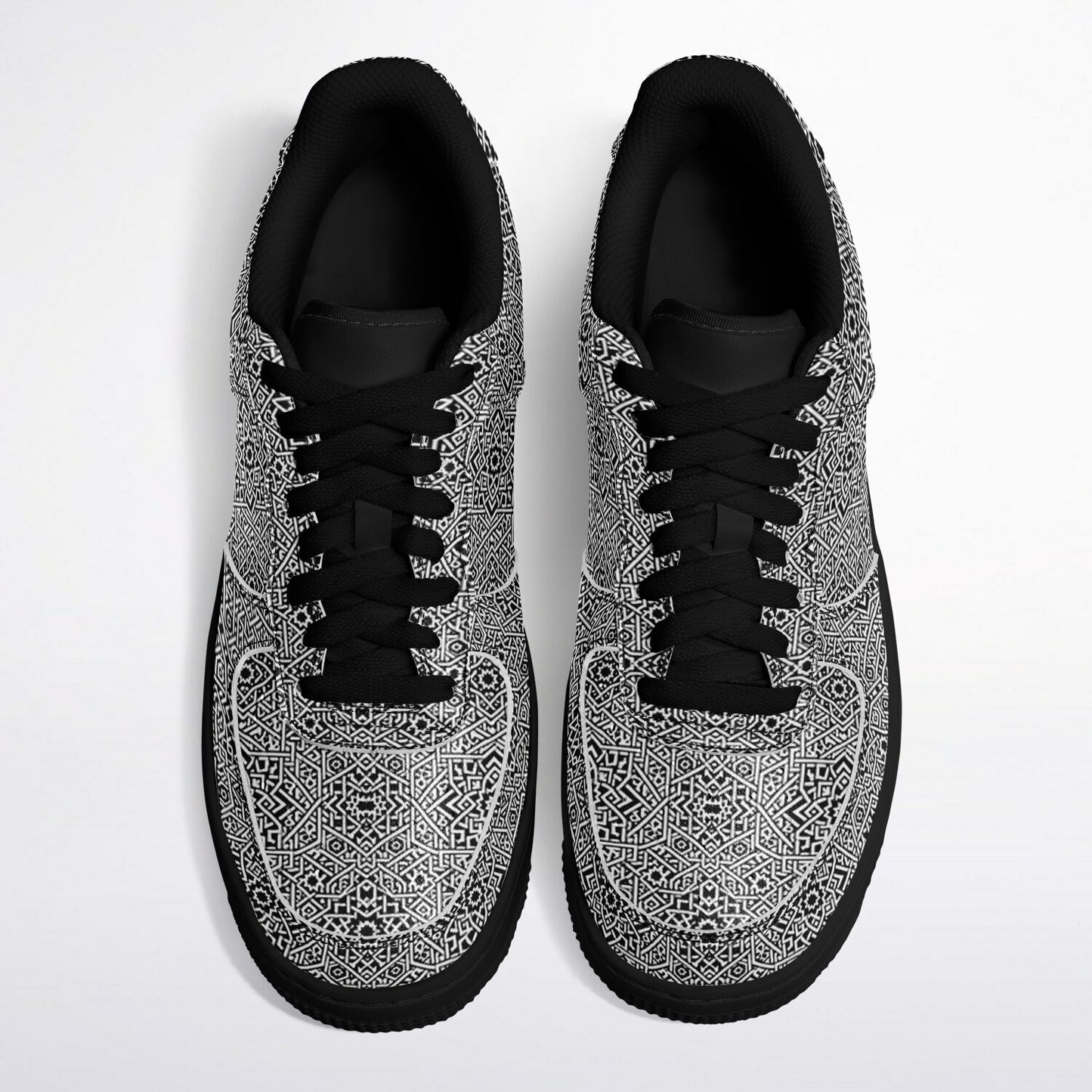 Geometric Grey Core Low Shoes – Unisex Black-Base Sneakers | Bold Contrast | Durable Streetwear-Ready Footwear