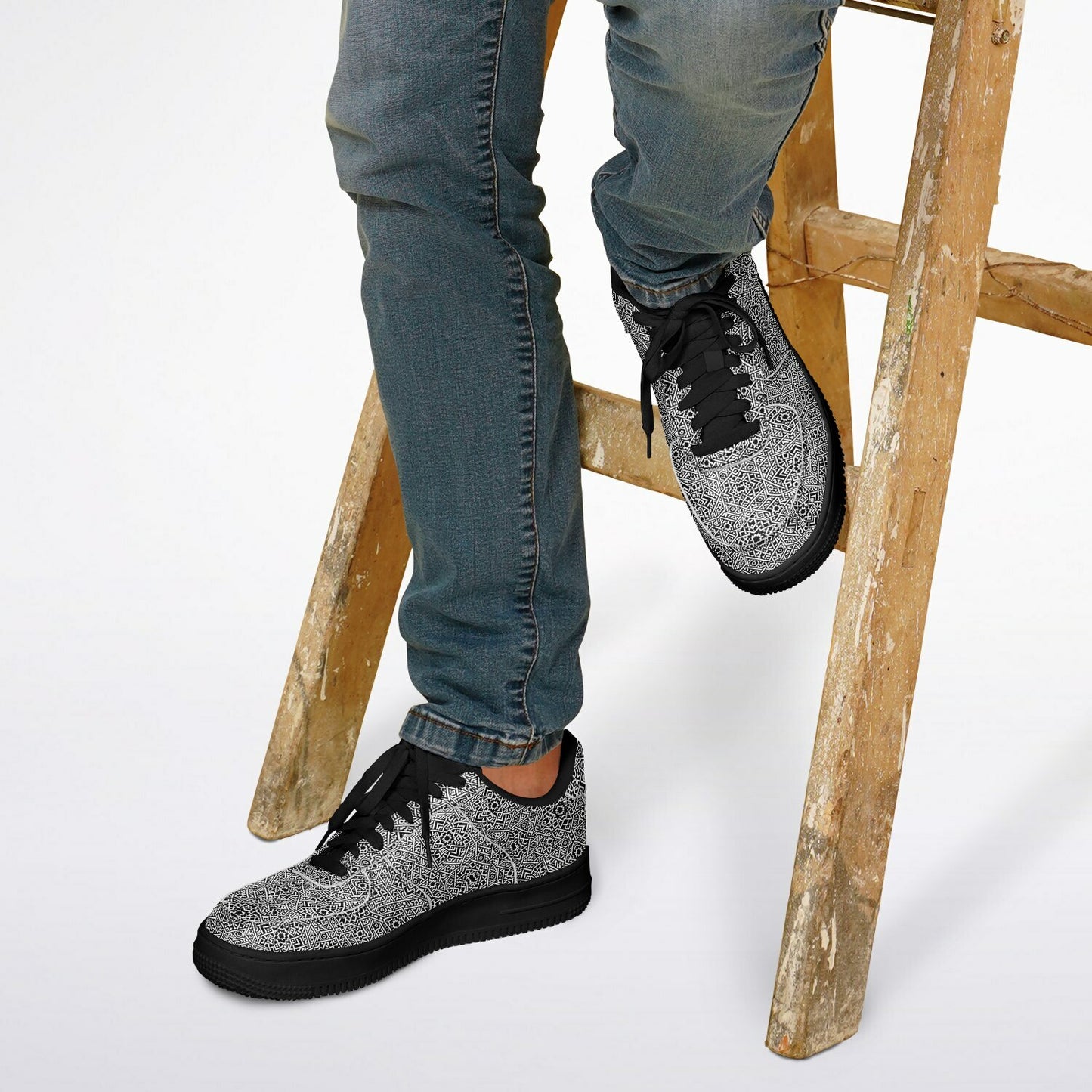 Geometric Grey Core Low Shoes – Unisex Black-Base Sneakers | Bold Contrast | Durable Streetwear-Ready Footwear