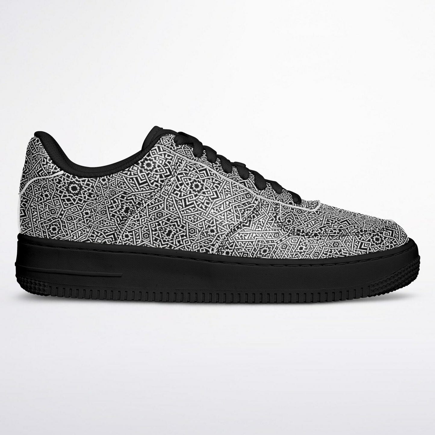 Geometric Grey Core Low Shoes – Unisex Black-Base Sneakers | Bold Contrast | Durable Streetwear-Ready Footwear