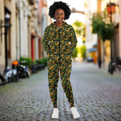 Gold Camo Drip Zip Hoodie & Jogger Set – Bold Urban Streetwear Tracksuit with Luxury Camo Pattern (AOP) Unisex