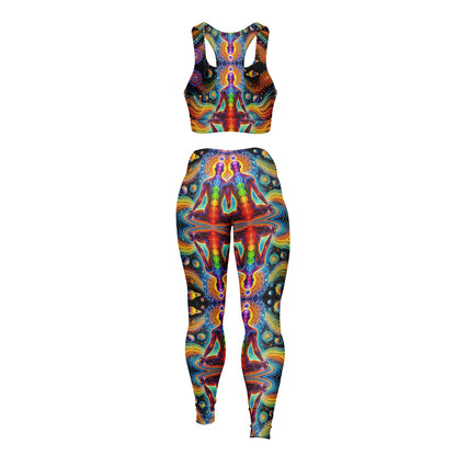 Cosmic Chakras Padded Sports Bra & Leggings - All Over Print (AOP) Yoga & Fitness Wear