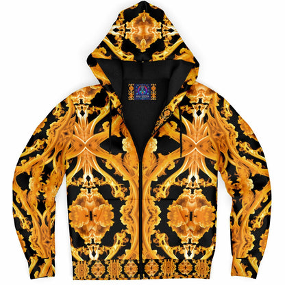 Golden Cymatic, Microfleece Zip Hoodie – Luxuriously Warm & Stylish All-Over Print Jacket