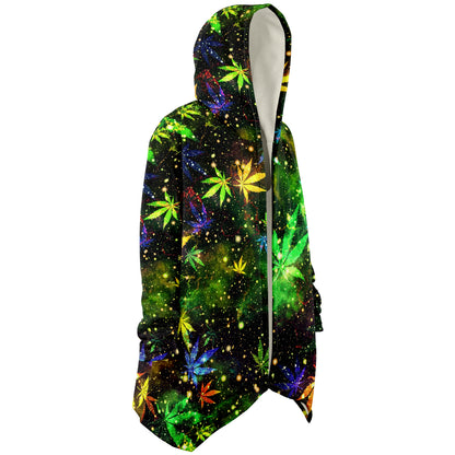 Cannabis Micro Fleece Cloak – “Canna Beast” Hooded Wrap, Stoner Cozy Wear, Weed-Themed Loungewear