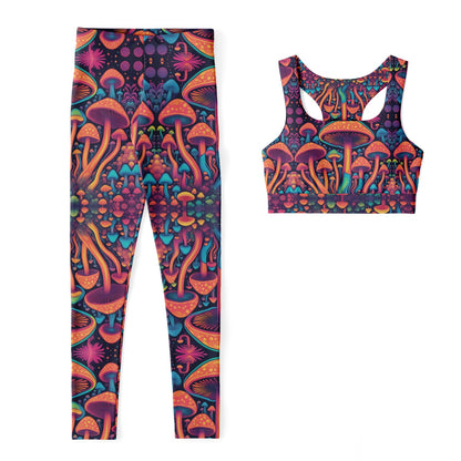 Magic Mushroom Padded Sports Bra & Leggings - All Over Print (AOP) Active & Fitness Wear
