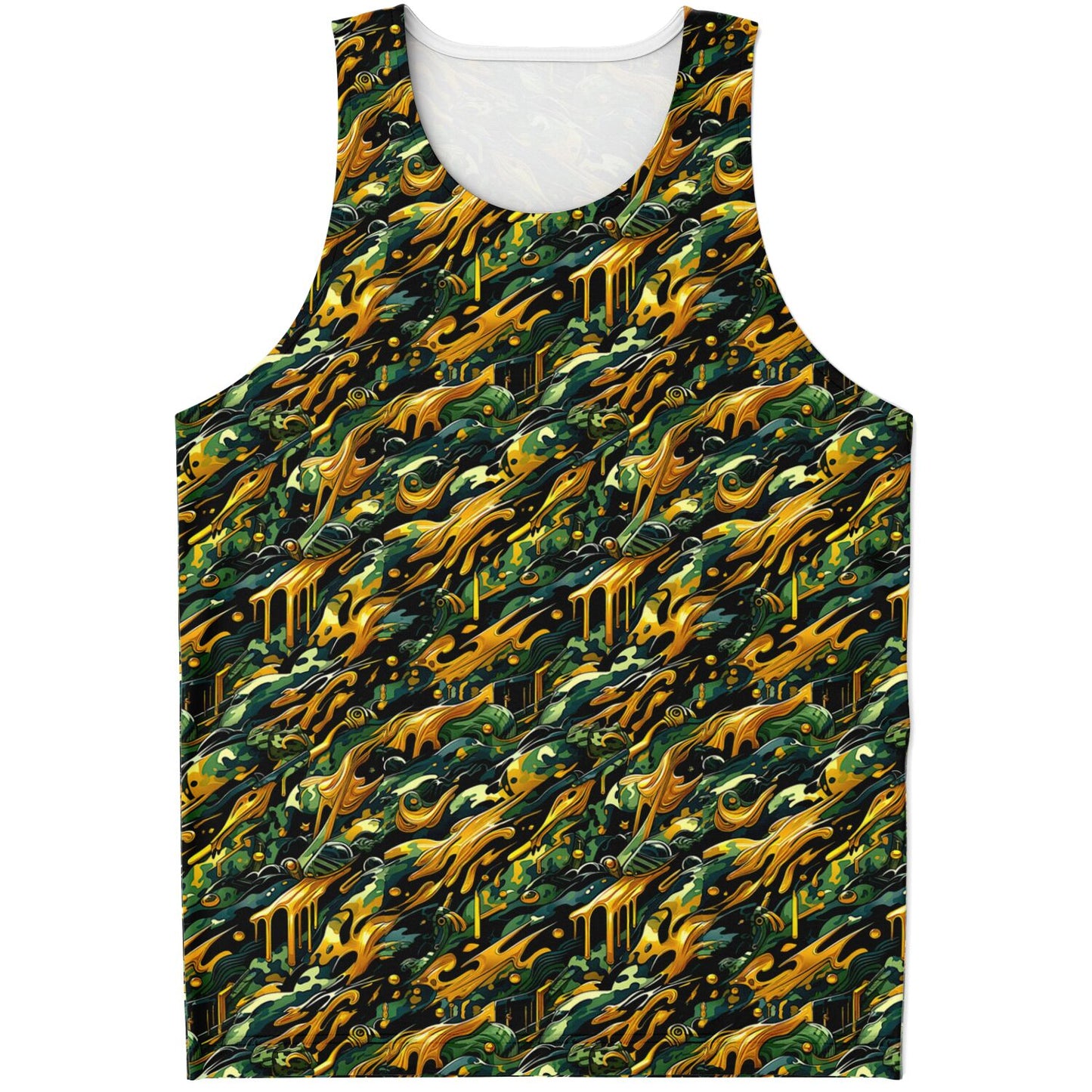 Gold Drip Camouflage Tank Top – Bold Streetwear Camo Tank for Men & Women (AOP)