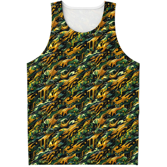 Gold Drip Camouflage Tank Top – Bold Streetwear Camo Tank for Men & Women (AOP)