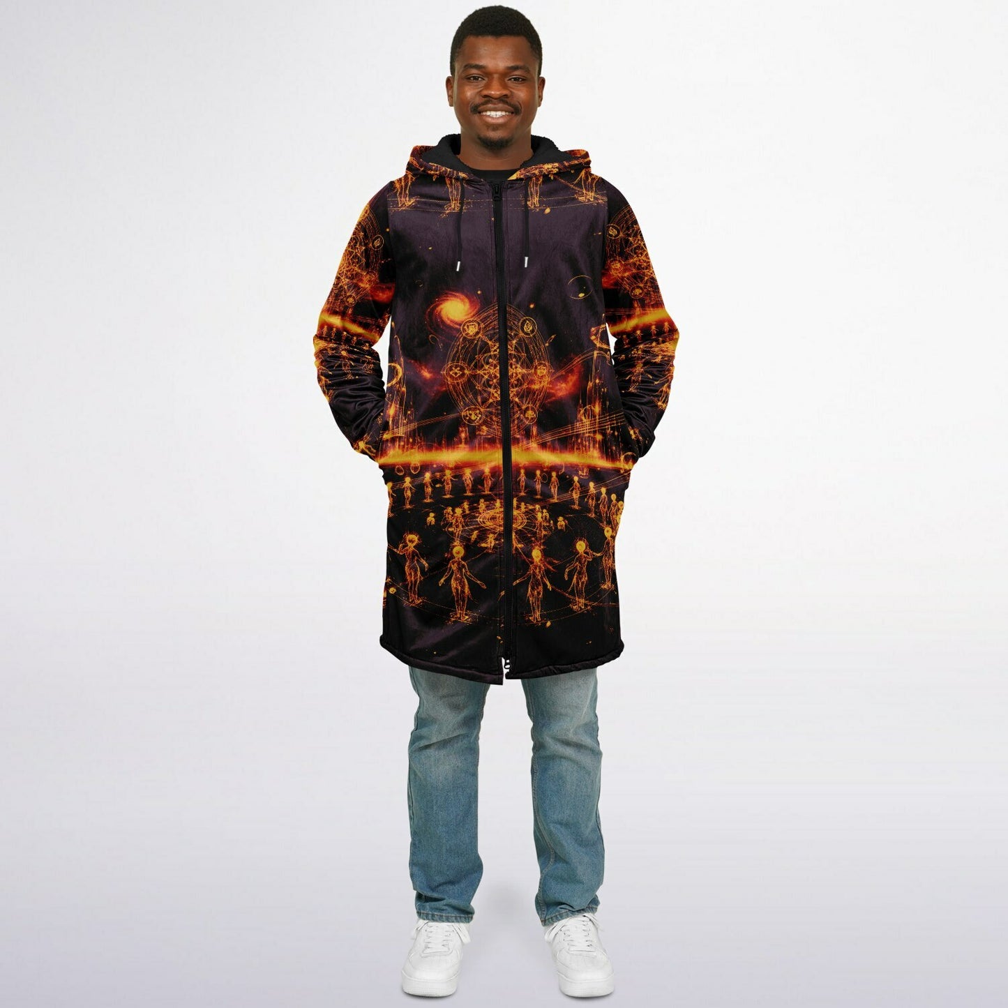 Ethereal Light Being Zipper Cloak – Spiritual Streetwear Hoodie by Soul System | Mystical Mindfulness Cloak