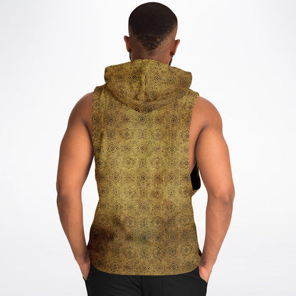 Geometric Gold Drop Armhole Hoodie – Unisex All-Over Print (AOP) | Bold Streetwear Hoodie | Fleece-Lined for Comfort & Style