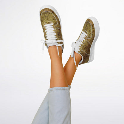 Geometric Gold Core Low Shoes – Unisex Custom Sneakers | Geometric Gold Pattern | Stylish Streetwear & Outerwear