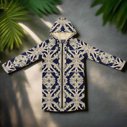 Clear Smoke Cymatic Zip Cloak – Sleek, Futuristic & Ultra-Cozy Longline Jacket