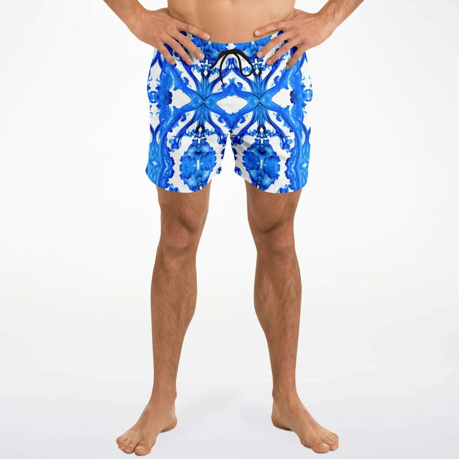 Ocean Blue Cymatic Men’s Swim Shorts with stylish design, quick-dry fabric, perfect for performance-driven swimmers.