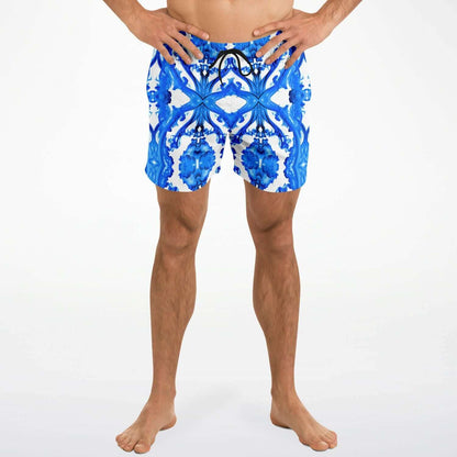 Ocean Blue Cymatic Men’s Swim Shorts with stylish design, quick-dry fabric, perfect for performance-driven swimmers.