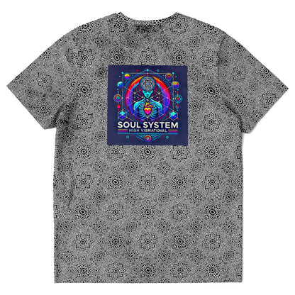 Geometric Grey Grid Soul System T-Shirt – Premium All-Over Print (AOP) Outerwear Design