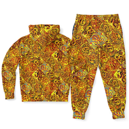 Gold Dragon Zip Hoodie & Jogger Set – Bold Streetwear Tracksuit with Mythical Asian-Inspired Design (AOP)
