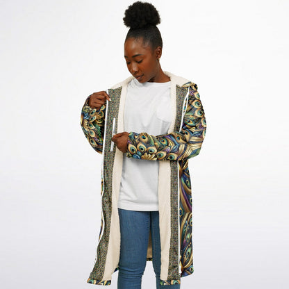 Royal Peacock Pattern, Comfy Zipper Cloak - AOP