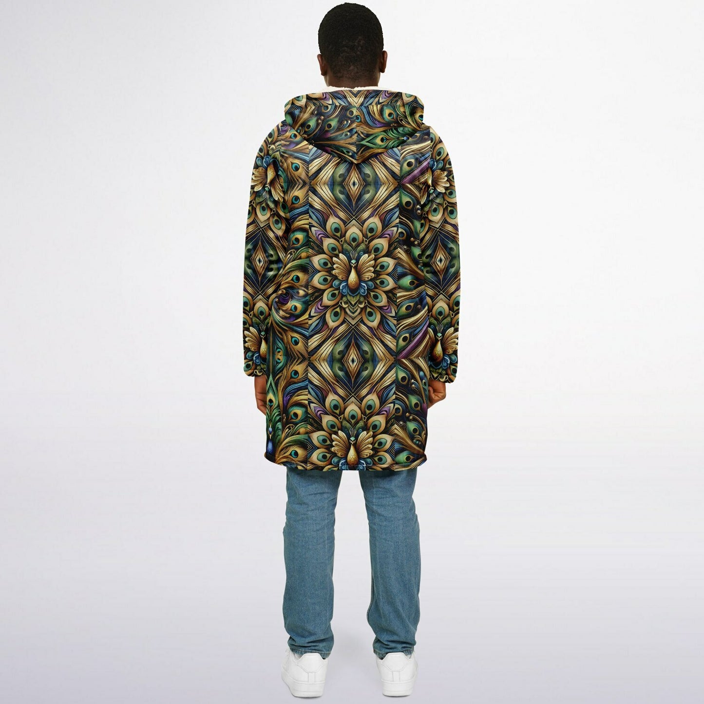 Royal Peacock Pattern, Comfy Zipper Cloak - AOP
