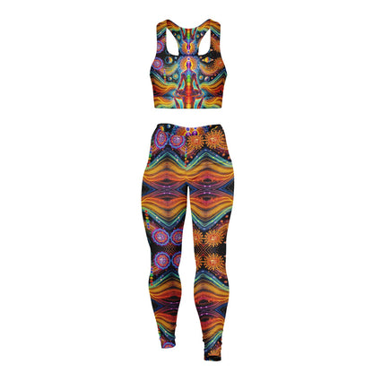 Cosmic Chakras Padded Sports Bra & Leggings - All Over Print (AOP) Yoga & Fitness Wear