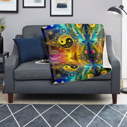 Harmony of Yin & Yang – Premium Microfleece Blanket (All-Over Print)
