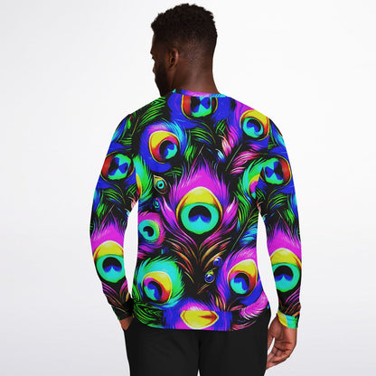 Peacock Neon Psychedelic Athletic Sweatshirt – Vibrant All-Over Print (AOP) | Bold Festival & Streetwear Fashion