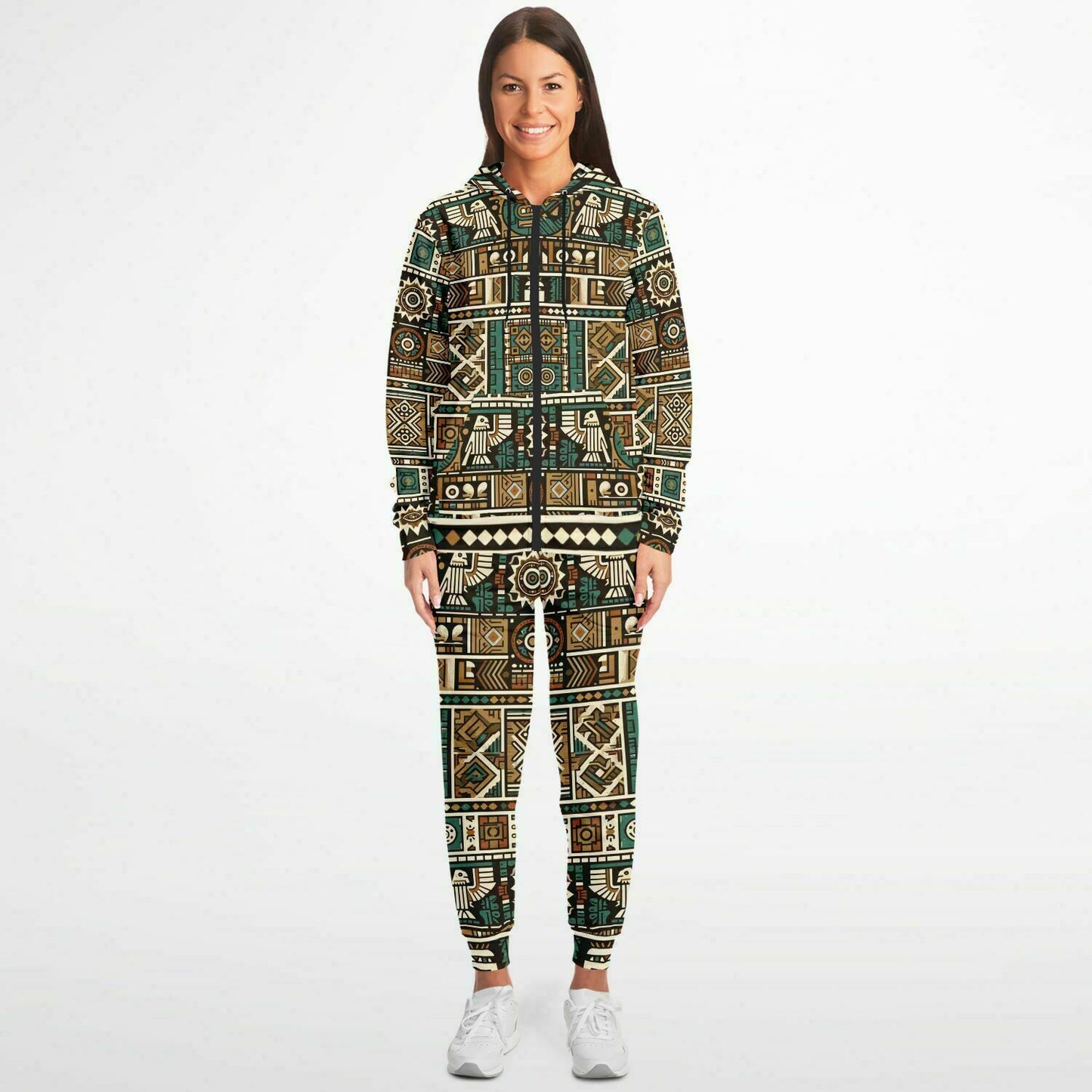 Tribal Aztec Athletic Zip Hoodie & Jogger Set – Unisex All-Over Print (AOP) | Eco-Friendly Activewear | Bold Streetwear Style