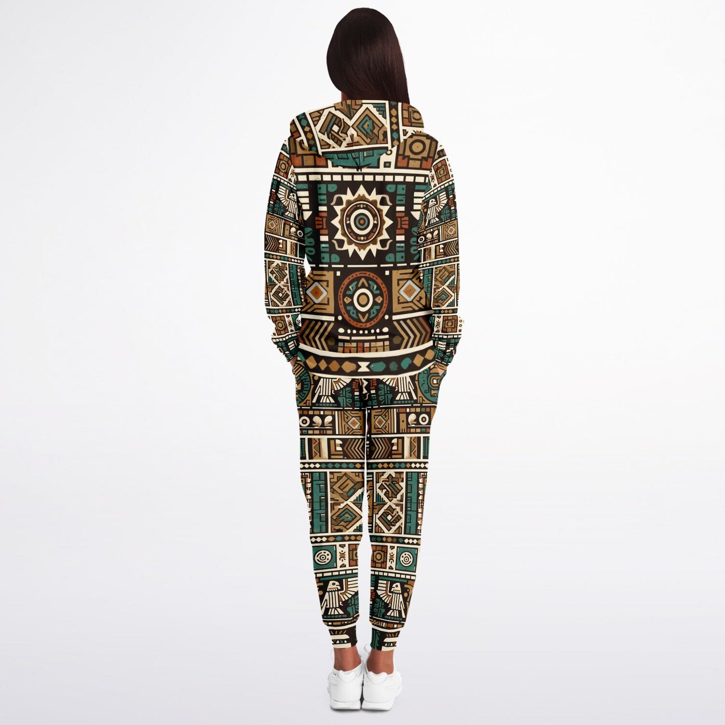 Tribal Aztec Athletic Zip Hoodie & Jogger Set – Unisex All-Over Print (AOP) | Eco-Friendly Activewear | Bold Streetwear Style