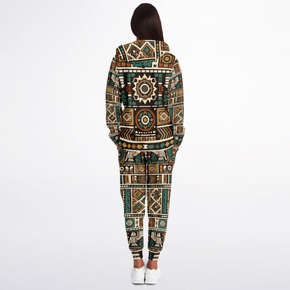 Tribal Aztec Athletic Zip Hoodie & Jogger Set – Unisex All-Over Print (AOP) | Eco-Friendly Activewear | Bold Streetwear Style