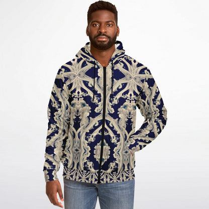 Clear Smoke, Cymatic, Microfleece Zip Hoodie – Sleek, Cozy & Futuristic All-Over Print Jacket