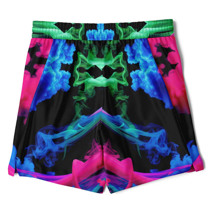 Neon Smoke Floral 2-in-1 Shorts with Pockets – Men’s Athletic & Workout Wear | All-Over Print