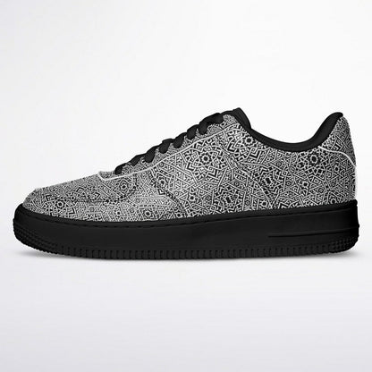 Geometric Grey Core Low Shoes – Unisex Black-Base Sneakers | Bold Contrast | Durable Streetwear-Ready Footwear