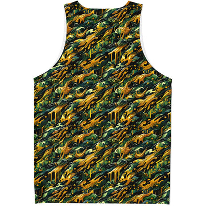 Gold Drip Camouflage Tank Top – Bold Streetwear Camo Tank for Men & Women (AOP)