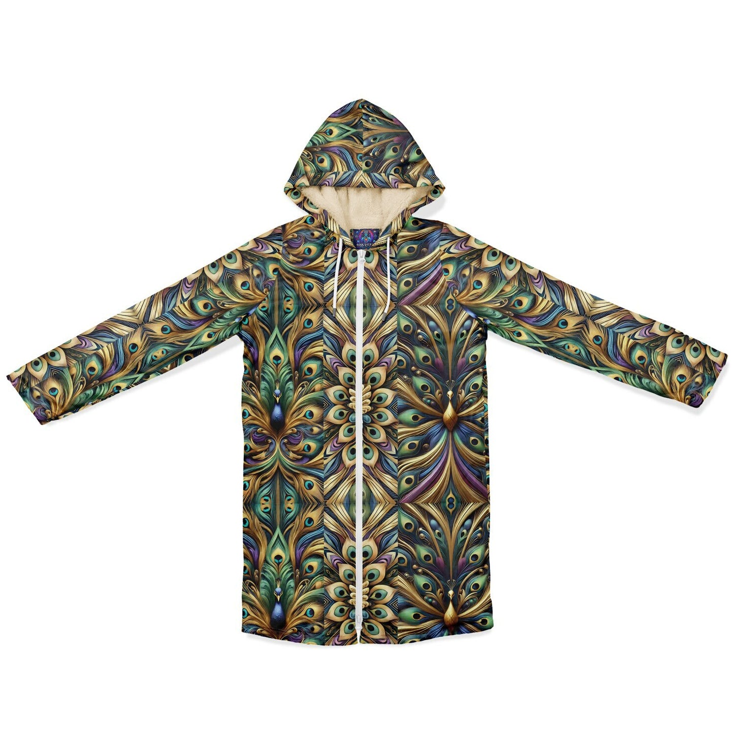 Royal Peacock Pattern, Comfy Zipper Cloak - AOP